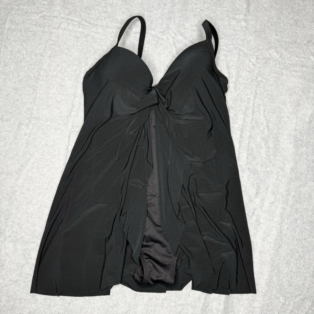 Miraclesuit Black Swim Dress Drapey Stretch Womens Swimsuit See measurements